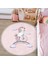 Bisiklete Binmiş Unicorn Desenli Çocuk & Genç Odası Makinede Yıkanabilir Kaymaz Tabanlı Püsküllü Yuvarlak Çocuk Halısı 5