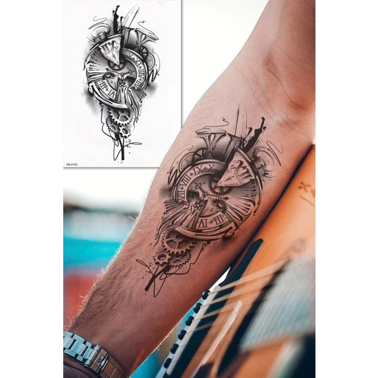 BP Tattoo Gerçek Dövme Görünümlü 3 Boyutlu Saat Dövmesi