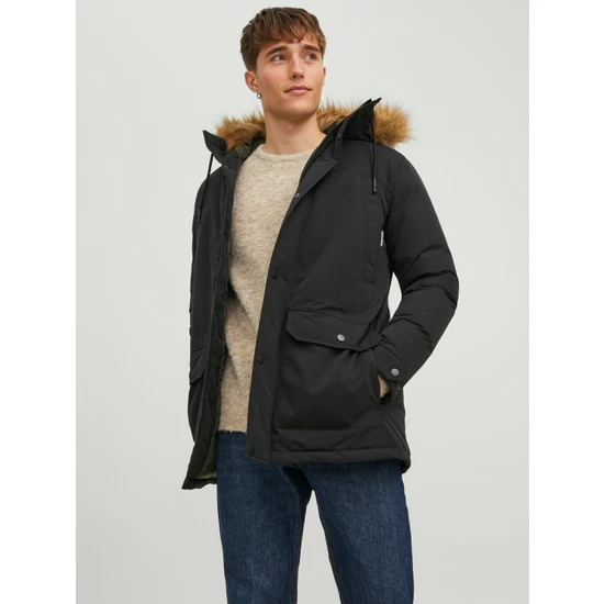 Jack & Jones Jjwınner Parka Fur Siyah Erkek Mont 12211948-Black