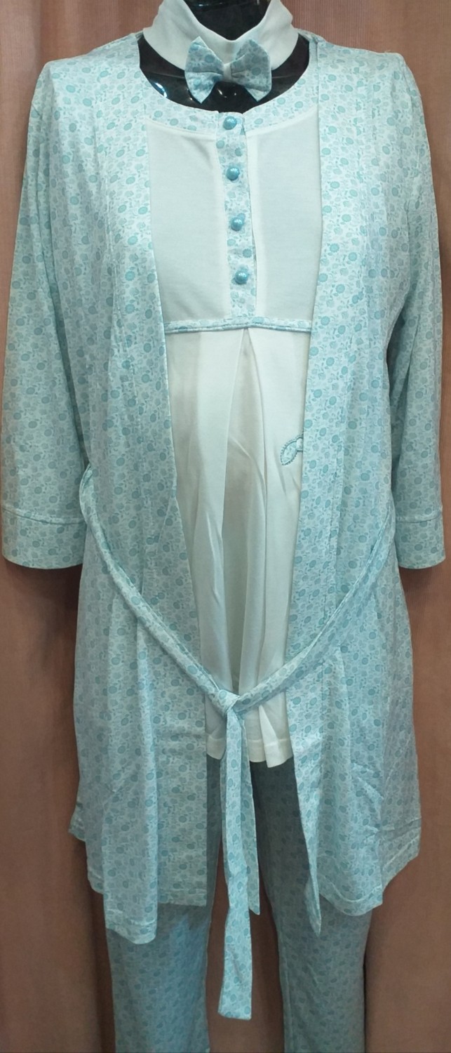 Flz 3 Lü Lohusa Pijama Takımı Mavi
