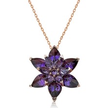 MONAROZA  Mor Lotus Çiçeği 925 Ayar Gümüş Kolye