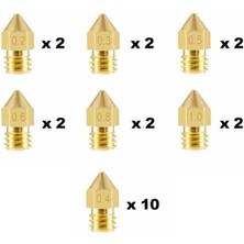 Robo90 22 Adet Mk8 Pirinç Nozzle - Creality-Two Trees Uyumlu