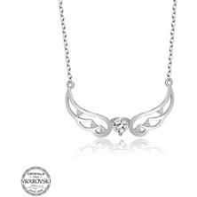 Gumush Swarovski Taşlı Gümüş Kanat Bayan Kolye