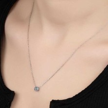 Gumush Swarovski Taşlı Gümüş Tektaş Bayan Kolye