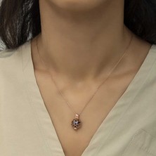 Gumush Gümüş Kafesli Lotus Bayan Kolye