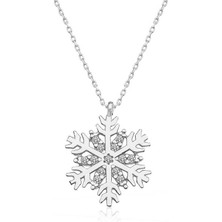 Gumush Gümüş Rodyum Kar Tanesi Bayan Kolye