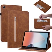 Szykd Oppo Pad Air Brown Için Fermuar Deri Kılıf (Yurt Dışından)