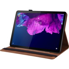 Szykd Lenovo Tab P11 TB-J606F Kahverengi Için Çiçek Kabartmalı Kılıf (Yurt Dışından)