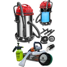 Cleanvac Profesyonel 3 Motorlu Islak Kusu Koltuk Y. Devir Ayarlı Koltuk Fırçalama Makinesi Full Set