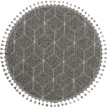 Cool Halı Bress 1408 Gri Hav Toz Vermez Hasır Dokulu Bukle Örgü Modern Desen Yuvarlak Halı