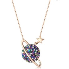 MONAROZA  Gezegen  925 Ayar Gümüş Kolye