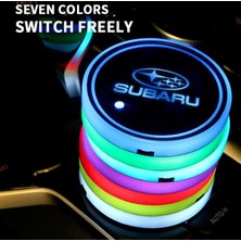 Mısırlı Grup Subaru Uyumlu 2 Adet Ledli Bardak Altı Logo USB Şarjlı Gece Sensörü 7 Farklı Renk