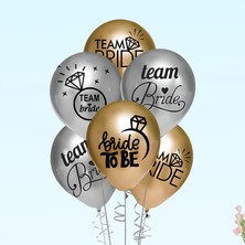 Süsle Bebek ve Parti Team Bride Metalik Altın ve Gümüş Renkli Balon, 30CM x 8 Adet