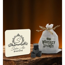 Bk Gift Kişiye Özel Ahşap Bardak Altlığı ve 6’lı Granit Viski Taşı Hediye Seti - Model 21