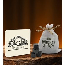 Bk Gift Kişiye Özel Ahşap Bardak Altlığı ve 6’lı Granit Viski Taşı Hediye Seti - Model 23