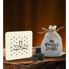 Bk Gift Kişiye Özel Ahşap Bardak Altlığı ve 6’lı Granit Viski Taşı Hediye Seti - Model 15