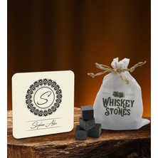 Bk Gift Kişiye Özel Ahşap Bardak Altlığı ve 6’lı Granit Viski Taşı Hediye Seti - Model 13