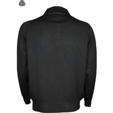 CO Cewo Tricot Rahat Kalıp Siyah Polo Yaka Desenli Tasarım Triko Kazak