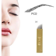 P.C.D Microblading Kalıcı Makyaj Iğnesi 14 Pin Sarı 10 Adet Kaş Dövme Iğne