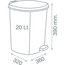 abnturk Ayak Pedallı Krom Metal Görünüm Çöp Kovası 20 Litre Büyükboy Çıkabilen Iç Kova Ø33 H:40 Geniş Hazne
