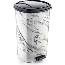 abnturk  +1 Pedal ile Beyaz Mermer Desenli 20 Litre Içi Çıkabilen Büyükboy Pedallı Çöp Kovası Ø33 H:40