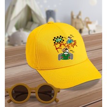 BK Kids Race Time Tasarımlı Sarı Cotton Çocuk Şapkası ve Sarı Çocuk Güneş Gözlüğü Hediye Seti