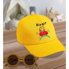 BK Kids Sevimli Aslan Tasarımlı Sarı Cotton Çocuk Şapkası ve Sarı Çocuk Güneş Gözlüğü Hediye Seti