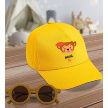BK Kids Havalı Ol Tasarımlı Sarı Cotton Çocuk Şapkası ve Sarı Çocuk Güneş Gözlüğü Hediye Seti