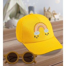 BK Kids Boho Tasarımlı Sarı Cotton Çocuk Şapkası ve Sarı Çocuk Güneş Gözlüğü Hediye Seti