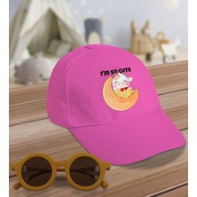 BK Kids I'm So Cute Tasarımlı Pembe Cotton Çocuk Şapkası ve Sarı Çocuk Güneş Gözlüğü Hediye Seti