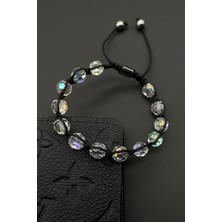 Frnch Swarovski Taşlı Siyah Renkli Ayarlanabilir Makrome Erkek Bileklik FRJ11577-1677-S