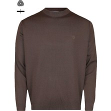 CO Cewo Tricot Çelik Örme Klasik Kalıp Yünlü Bisiklet Yaka Kahve Triko