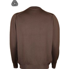 CO Cewo Tricot Rahat Kalıp Bisiklet Yaka Kahverengi Yünlü Kazak