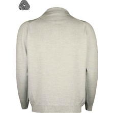 CO Cewo Tricot Rahat Kalıp Polo Yaka Gri Melanj Yünlü Kazak