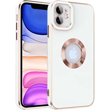 Case World Apple iPhone 11 Kapak Mercek Korumalı Logo Gösteren Tasarım Silikon Kılıf - Beyaz