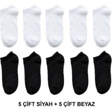 Tuğba Baby Kadın 10 Çift Koton Ekonomik Siyah + Beyaz Renk Patik Çorap