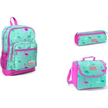 Coral High Yeşil Flamingo Kız Ilkokul Çanta Seti-Üçlü Set