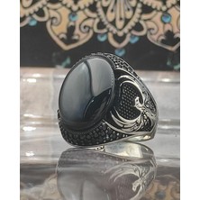 Prestige Gümüş 925 Ayar Gümüş Erkek Yüzüğü Oniks Taşlı Anka Kuşu Figürlü
