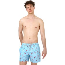 John Frank All Over Erkek Çok Renkli Yüzme Şortu JFSSSW43-FLAMINGO Blue