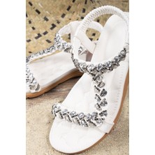 Khayt Bety Anatomik Fashion Taşlı Günlük Kadın Sandalet