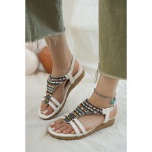 Khayt Rebeca Anatomik Fashion Taşlı Günlük Kadın Sandalet