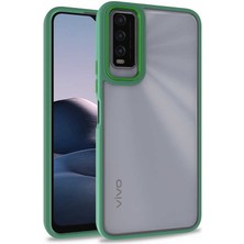 Kılıfmania Vivo Y11S Kapak Metal Kamera Korumalı Arkası Şeffaf Silikon Kılıf - Yeşil