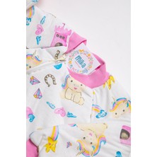 Mika Bebek Dar Kalıp Unicorn Desenli Pembe Biyeli Elyaf Dolgulu 2,0 Tog Kız Çocuk Uyku Tulumu