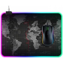 Coofbe Rgb Işıklı Mouse Pad, 14 Işık Modlu Kaymaz Tabanlı Kauçuk Kumaş Mouse Pad 300*250*4MM