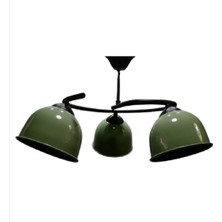 Riolight  Modern Üçlü Haki Yeşil Başlık Metal Sarkıt Avize