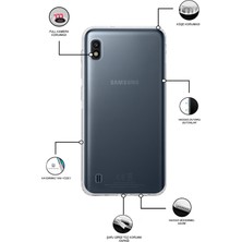 Kzy Samsung Galaxy A10  Kapak Kamera Korumalı Tıpalı Şeffaf Silikon Kılıf