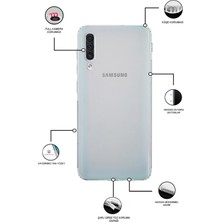 Kzy Samsung Galaxy A50  Kapak Kamera Korumalı Tıpalı Şeffaf Silikon Kılıf