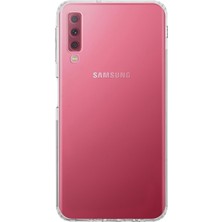 Kzy Samsung Galaxy A7 2018 Kapak Kamera Korumalı Tıpalı Şeffaf Silikon Kılıf