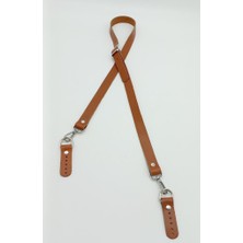 Angel Çanta Aksesuar  Deri Ayarlı Uzun Sap 2X130 Taba Gümüş Metalli