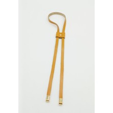 Angel Çanta Aksesuar Hardal  Deri Büzgü Light Gold Metalli